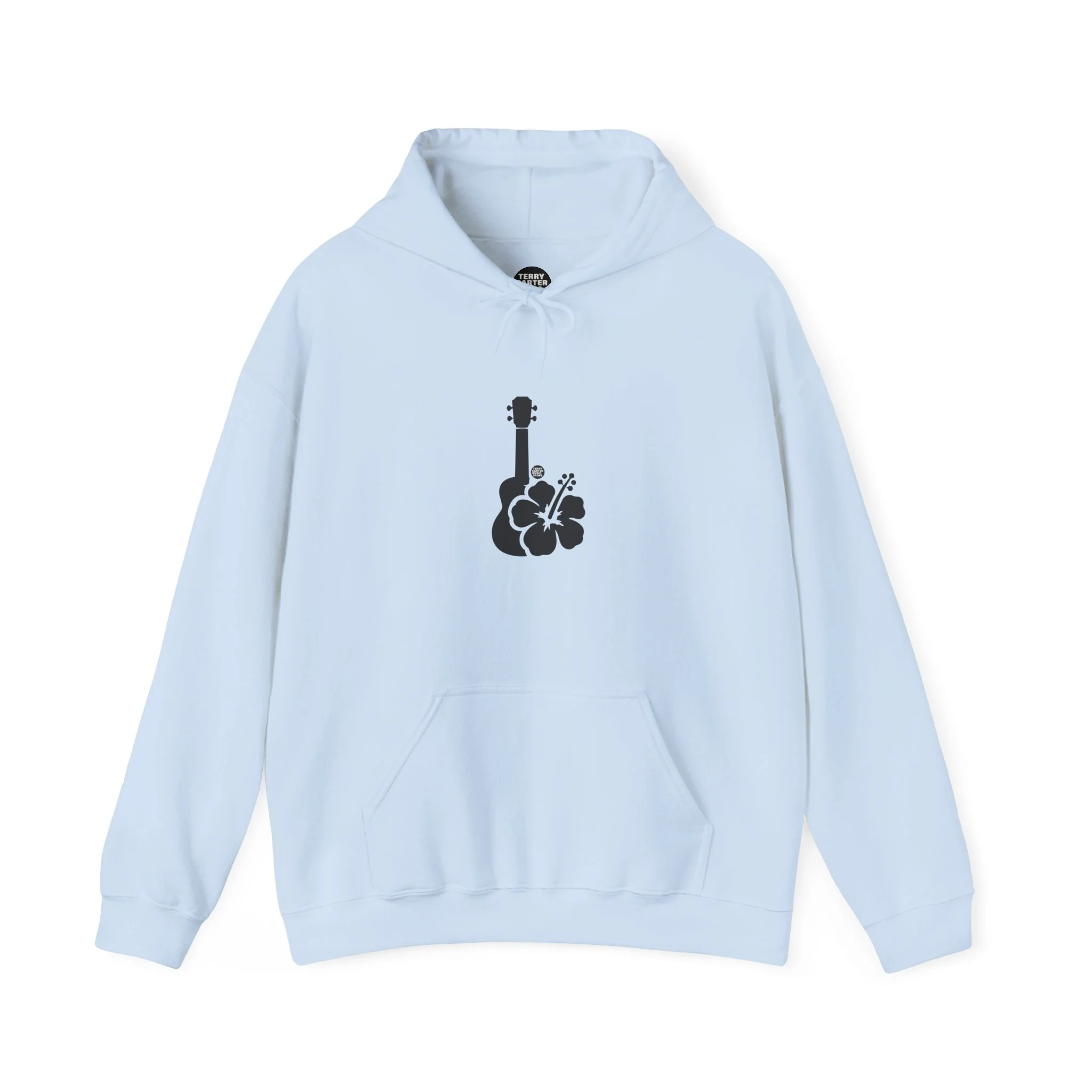 Ukulele Musician Hoodie with Hibiscus - Black Logo - Image 4