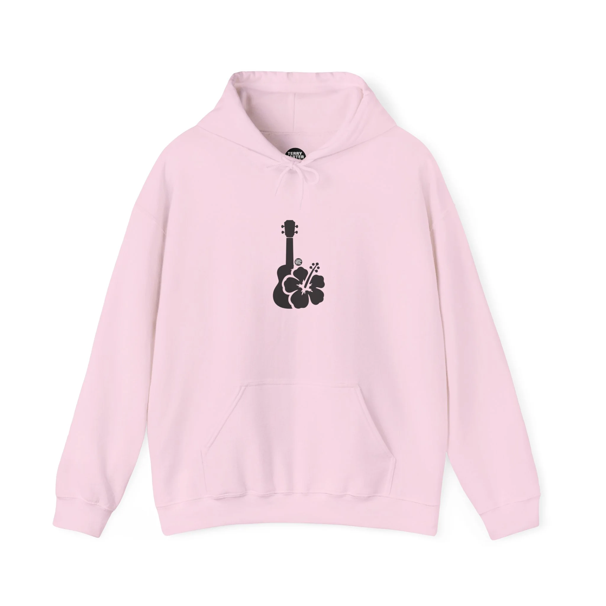 Ukulele Musician Hoodie with Hibiscus - Black Logo - Image 5