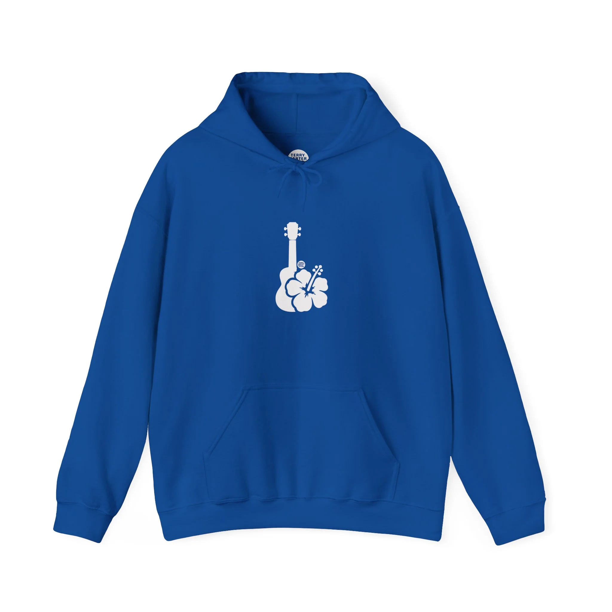 Ukulele Musician Hoodie with Hibiscus - White Logo - Image 5