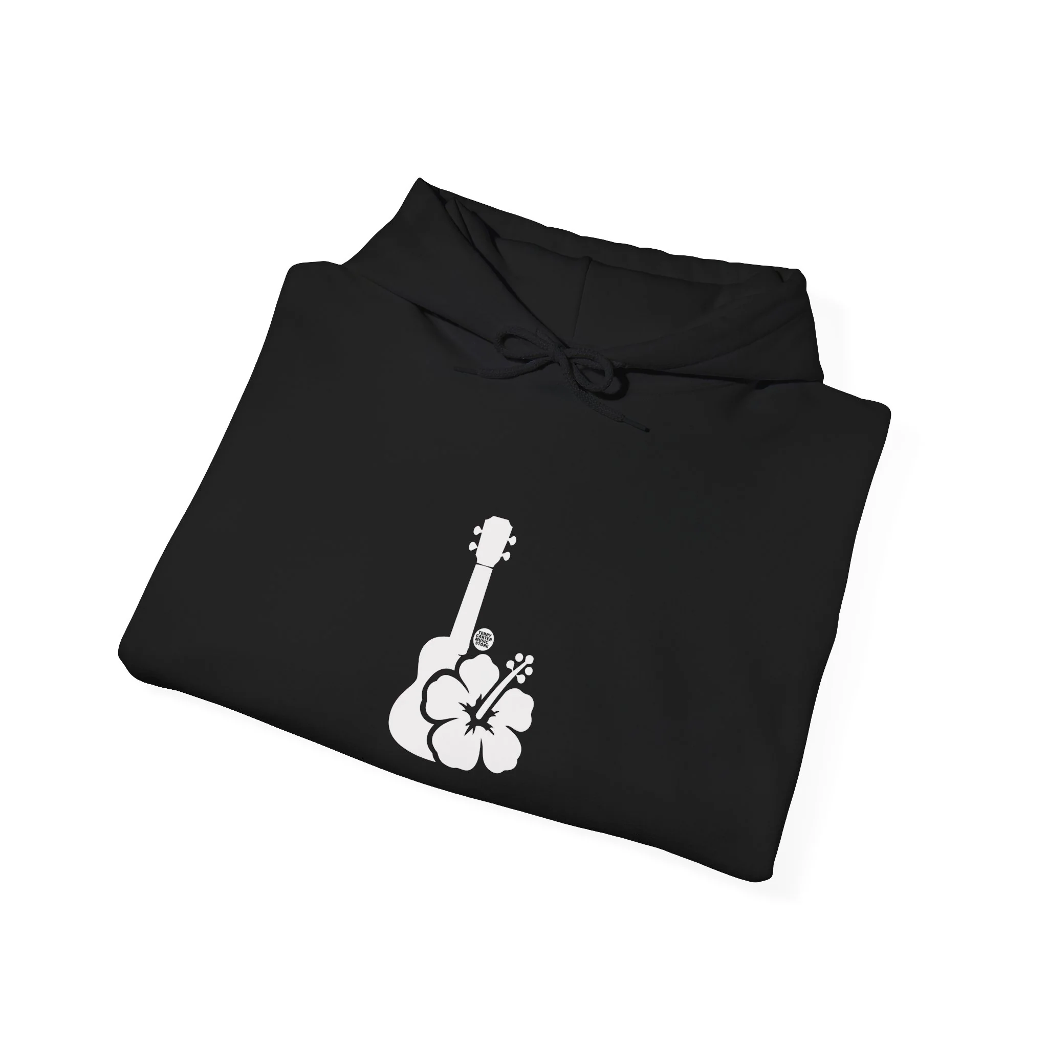 Ukulele Musician Hoodie with Hibiscus - White Logo - Image 9
