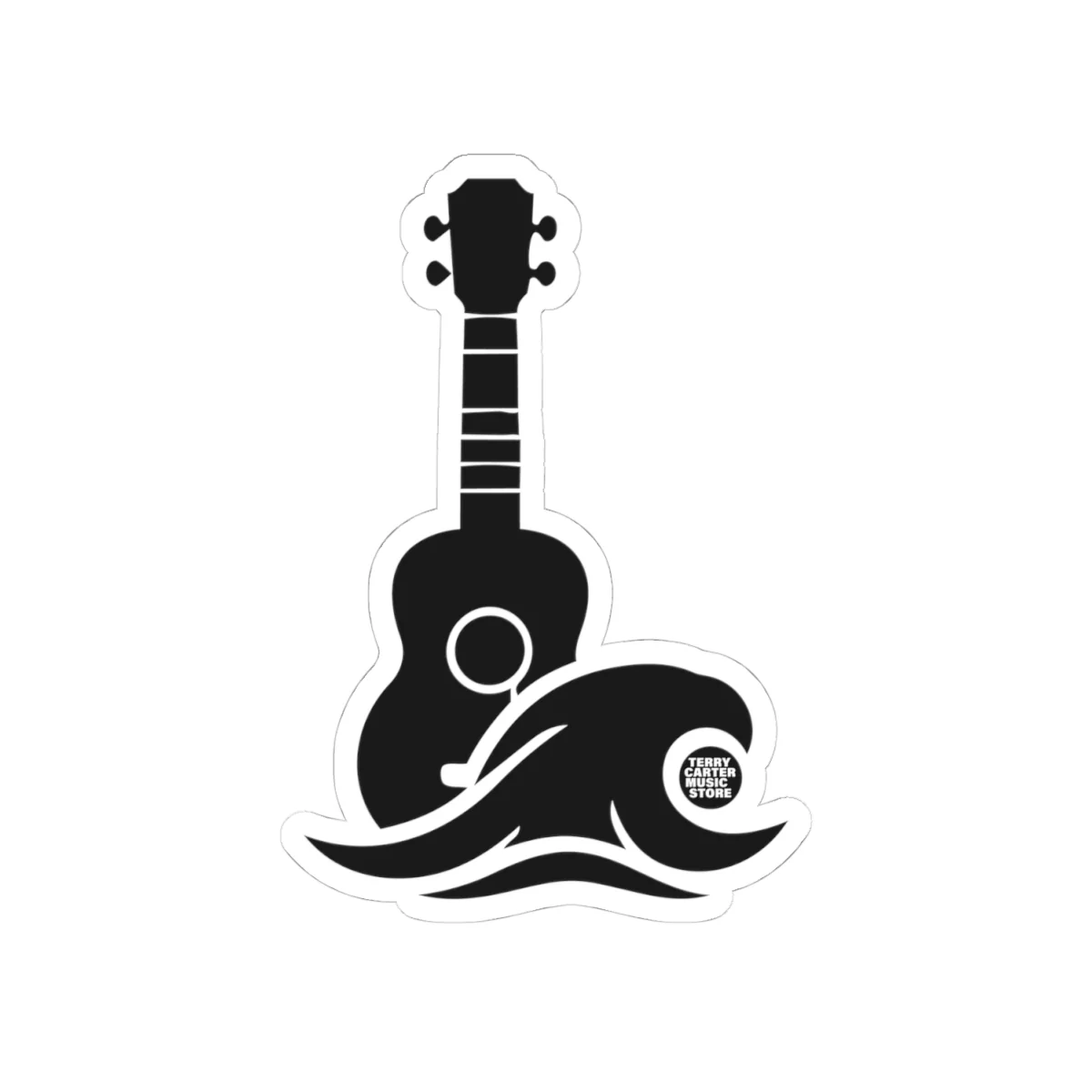 Ukulele Musician Sticker - Black Kiss-Cut Vinyl Decal - Image 2