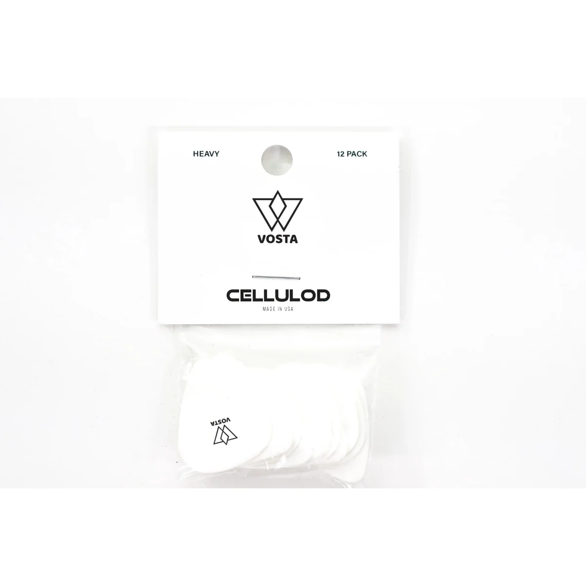 Vosta Heavy Celluloid White Picks - 12 Pack