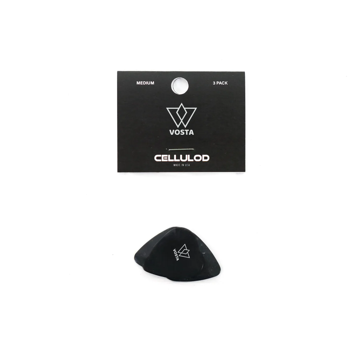 Vosta Medium Celluloid Black Picks - 3 Pack