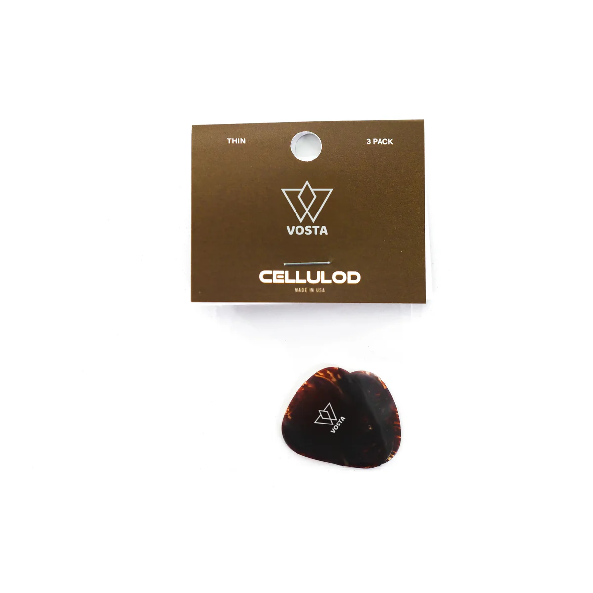Vosta Thin Celluloid Tortoise Picks - 3 Pack
